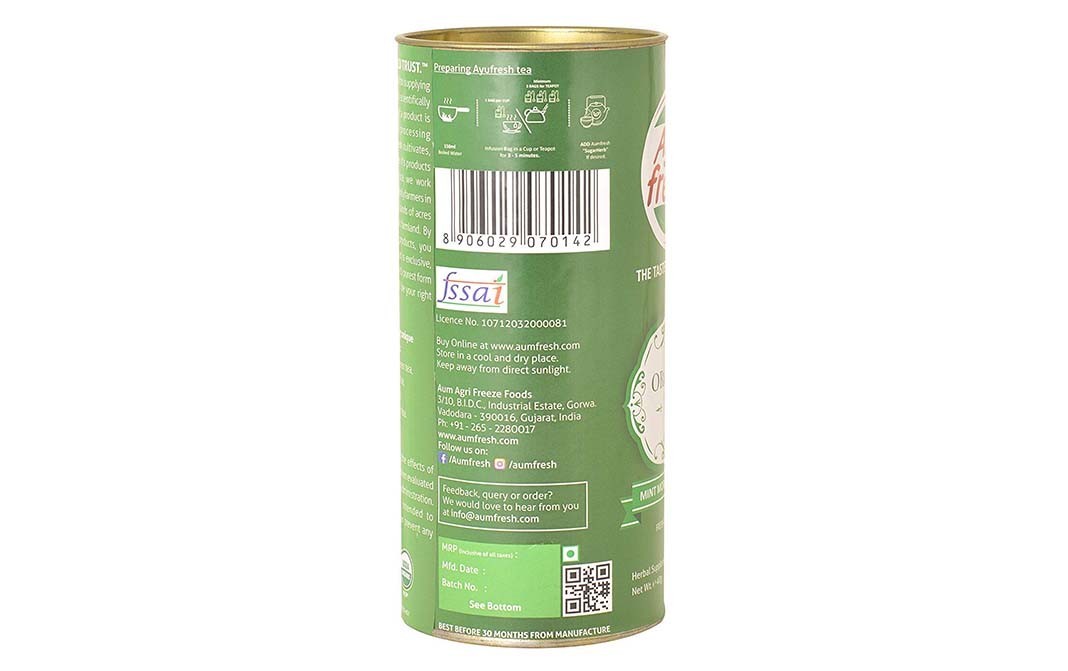 Ayu Fresh Organic Mint Moringa Green Tea   Container  40 grams